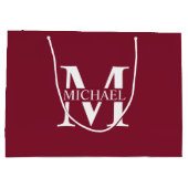 モノグラムパーソナライズされたと名前 ラージペーパーバッグ (裏面)