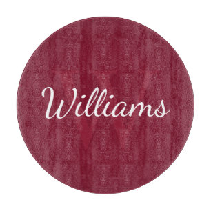 モノグラムパーソナライズされたと名前Burgundy Red カッティングボード