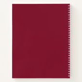 モノグラムパーソナライズされたと名前Burgundy Red ノートブック (裏面)
