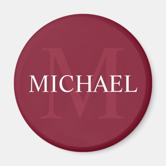 モノグラムパーソナライズされたと名前Burgundy Red マグネット (正面)
