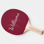 モノグラムパーソナライズされたと名前Burgundy Red 卓球ラケット (横)