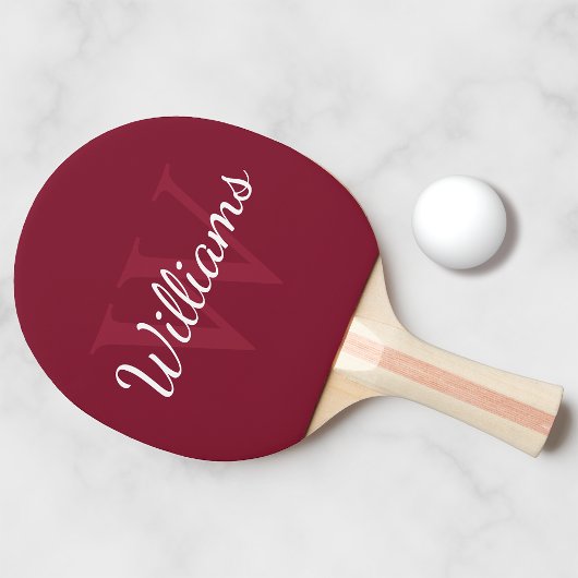 モノグラムパーソナライズされたと名前Burgundy Red 卓球ラケット