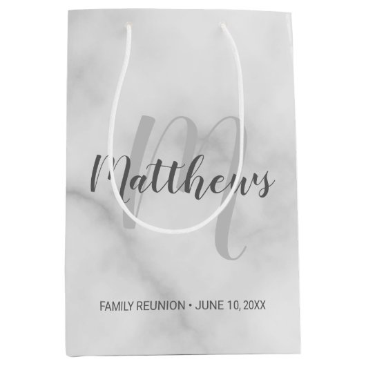 モノグラムパーソナライズされたと名大理石 ミディアムペーパーバッグ (正面)