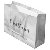 モノグラムパーソナライズされたと名大理石 ラージペーパーバッグ (正面アングル)