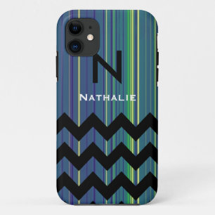 モノグラムパーソナライズされたの山形と線 iPhone 11 ケース