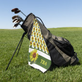 モノグラムパーソナライズされたひまわりゴルフタオル ゴルフタオル (グリーン)