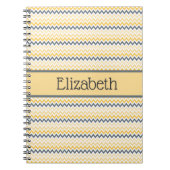 モノグラムパーソナライズされたイエローグレーシェブロン ノートブック (正面)