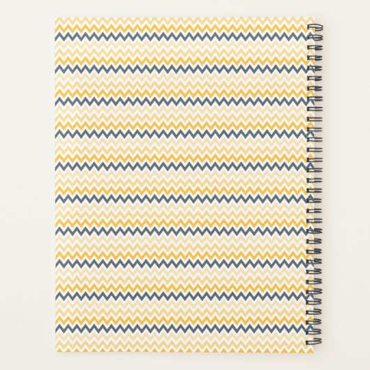 モノグラムパーソナライズされたイエローグレーシェブロン プランナー手帳 (裏面)