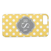 モノグラムパーソナライズされたイエロー水玉模様パターン Case-Mate iPhoneケース (裏面(横))