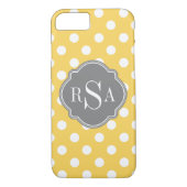 モノグラムパーソナライズされたイエロー水玉模様パターン Case-Mate iPhoneケース (裏面)