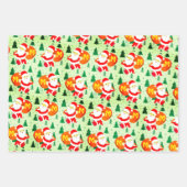 モノグラムパーソナライズされたイニシャルオンサンタクロースバッグ ラッピングペーパーシート (正面3)