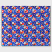 モノグラムパーソナライズされたイニシャルオンサンタクロースバッグ ラッピングペーパー (フラット)