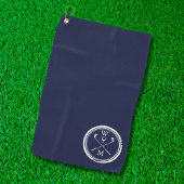 モノグラムパーソナライズされたイニシャルネイビーブルー ゴルフタオル