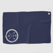 モノグラムパーソナライズされたイニシャルネイビーブルー ゴルフタオル (横)