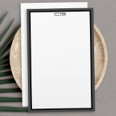 モノグラムパーソナライズされたイニシャルブラックグレ縁どイ 便箋