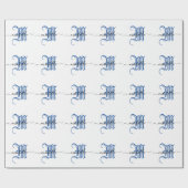 モノグラムパーソナライズされたイニシャル事業名ブルー ラッピングペーパー (フラット)