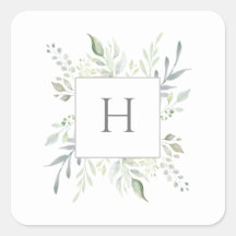 モノグラムパーソナライズされたイニシャル植物水彩画