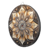 モノグラムパーソナライズされたウォーターカラーブラウンマンダラ ダーツボード (正面右)