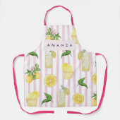 モノグラムパーソナライズされたウォーターカラーレモンレモネード エプロン (正面)