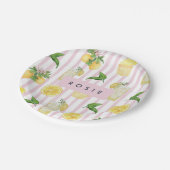 モノグラムパーソナライズされたウォーターカラーレモンレモネード ペーパープレート (アングル)