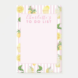 モノグラムパーソナライズされたウォーターカラーレモンレモネード ポストイット