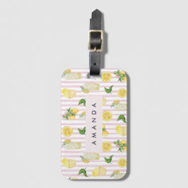 モノグラムパーソナライズされたウォーターカラーレモンレモネード ラゲッジタグ