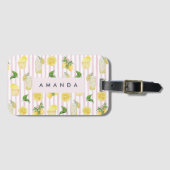 モノグラムパーソナライズされたウォーターカラーレモンレモネード ラゲッジタグ (正面横)
