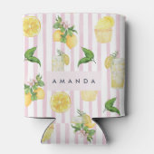 モノグラムパーソナライズされたウォーターカラーレモンレモネード 缶クーラー (裏面)