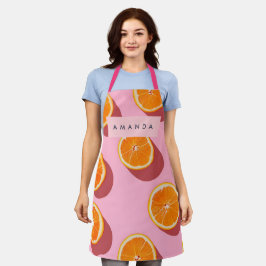 モノグラムパーソナライズされたオレンジスライスパターン エプロン