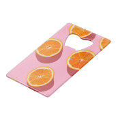 モノグラムパーソナライズされたオレンジスライスパターン クレジットカード栓抜き (裏面アングル)