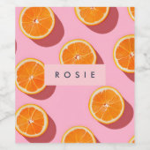 モノグラムパーソナライズされたオレンジスライスパターン ワインラベル (シングルラベル)