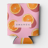 モノグラムパーソナライズされたオレンジスライスパターン 缶クーラー (正面)