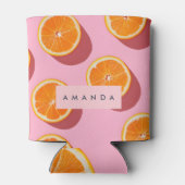 モノグラムパーソナライズされたオレンジスライスパターン 缶クーラー (裏面)