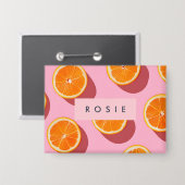 モノグラムパーソナライズされたオレンジスライスパターン 缶バッジ (正面/裏面)