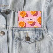 モノグラムパーソナライズされたオレンジスライスパターン 缶バッジ (インサイチュ)