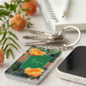 モノグラムパーソナライズされたオレンジプリックリーナシサボテン2 キーホルダー (正面右)