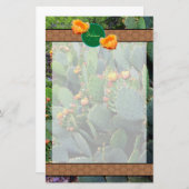 モノグラムパーソナライズされたオレンジプリックリーナシサボテン2 便箋 (正面/裏面)