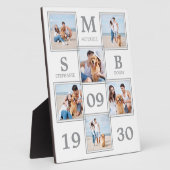 モノグラムパーソナライズされたカップル写真コラージュ フォトプラーク (側面)