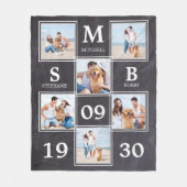 モノグラムパーソナライズされたカップル写真コラージュ フリースブランケット (正面)