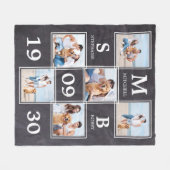 モノグラムパーソナライズされたカップル写真コラージュ フリースブランケット (正面(横))