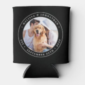 モノグラムパーソナライズされたカップル写真結婚の数 缶クーラー (正面)