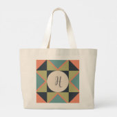 モノグラムパーソナライズされたキルトブロック ラージトートバッグ (裏面)