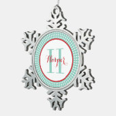 モノグラムパーソナライズされたキープサケオーナメント スノーフレークピューターオーナメント (右)