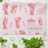 モノグラムパーソナライズされたギリシャ古代の彫像の贈り物 キッチンタオル (折り畳み)