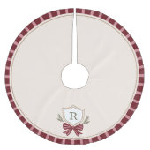 モノグラムパーソナライズされたクリスマスツリースカート ブラッシュドポリエステルツリースカート (正面)