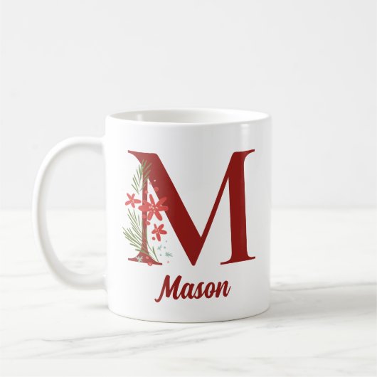 モノグラムパーソナライズされたクリスマスホットチョコレート コーヒーマグカップ (左)