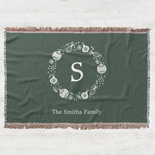 モノグラムパーソナライズされたクリスマスリース スローブランケット
