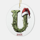 モノグラムパーソナライズされたクリスマス装飾品 セラミックオーナメント (左)