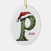 モノグラムパーソナライズされたクリスマス装飾品 セラミックオーナメント (右)