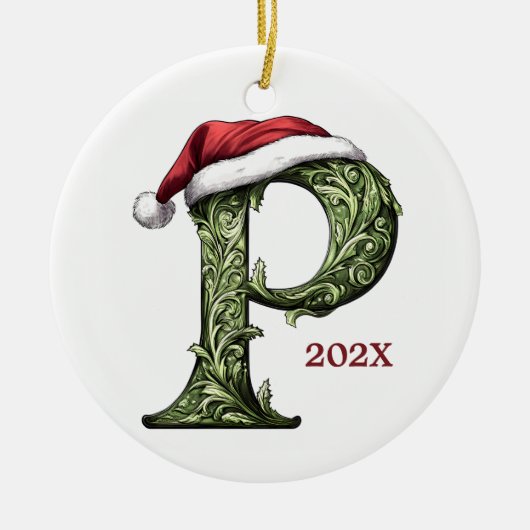 モノグラムパーソナライズされたクリスマス装飾品 セラミックオーナメント (正面)